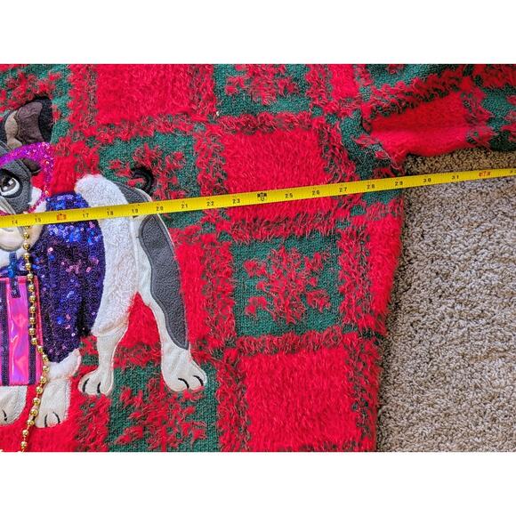 Ugly Christmas Sweater3X Embellished French Bulldog Glasses Purse Red Green GLTR - Picture 10 of 10